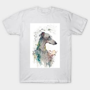 Abstract Watercolor of a Greyhound or Grayhound with Fall Nature Accents T-Shirt